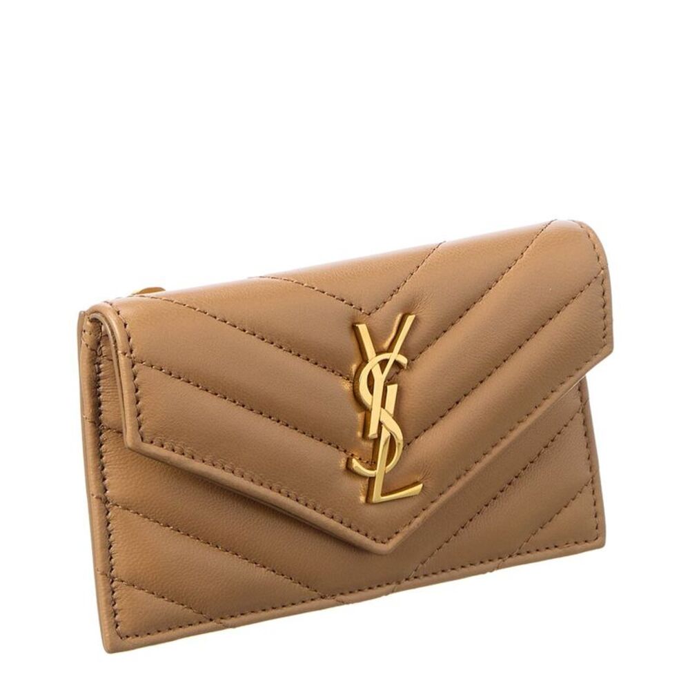 Saint Laurent Cassandre Leather Card Case, Beige - Picture 3 of 4